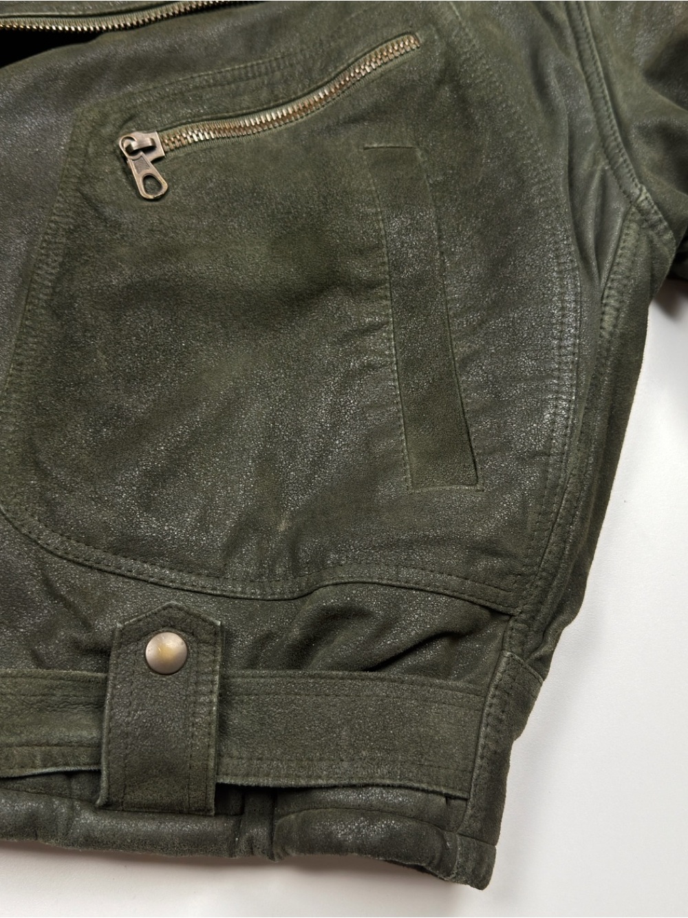 Vintage Giorgio Armani Suede Moto Leather Full Zip Bomber Jacket Mens 38 Medium - Picture 4 of 15